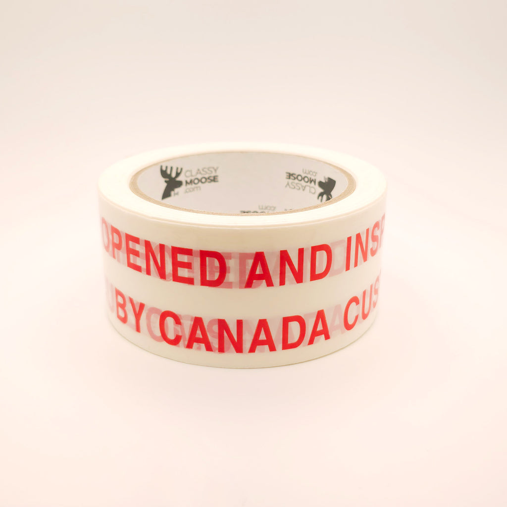 Red text 'OPENED AND INSPECTED BY CANADA CUSTOMS' on a white background flat view