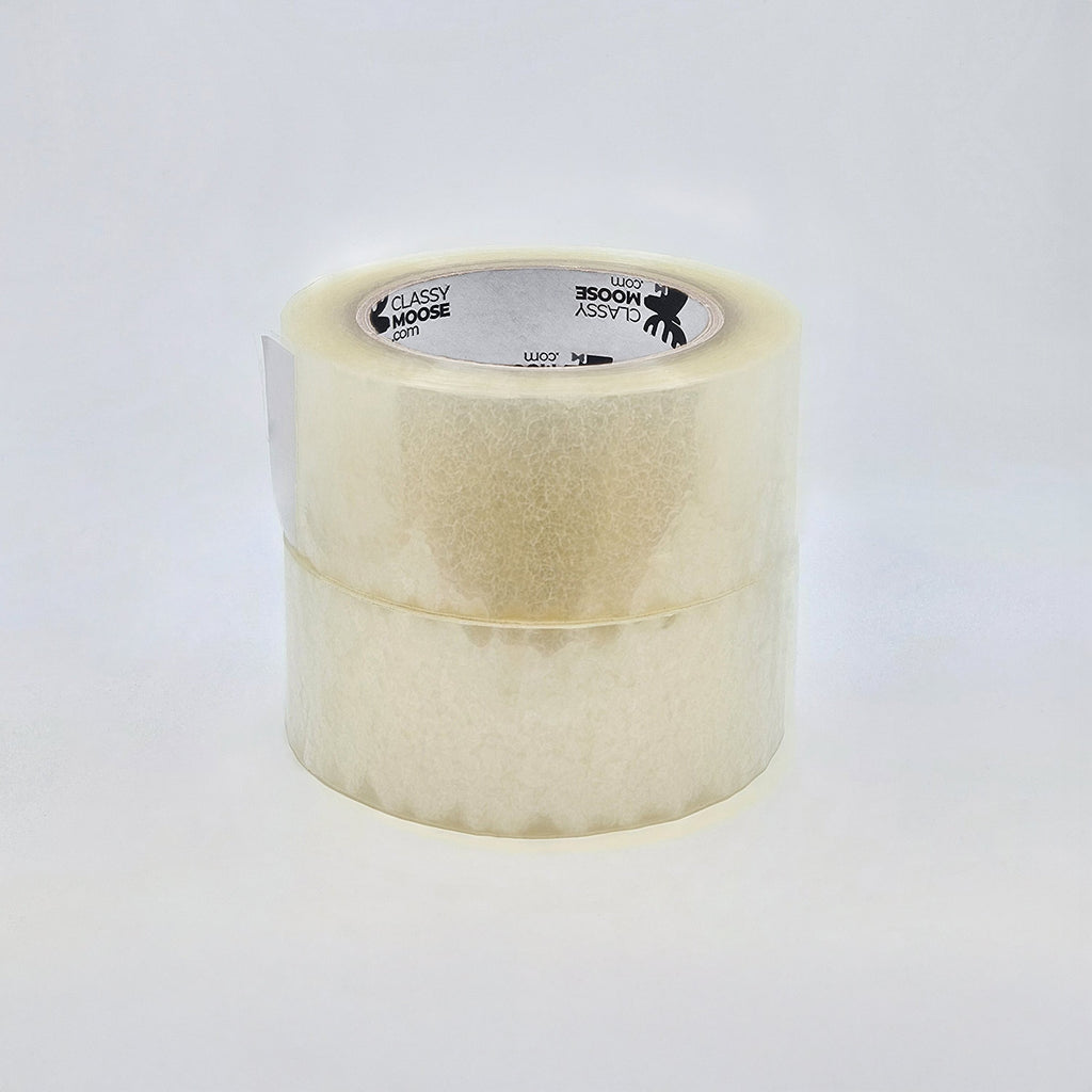 818 Clear Acrylic 72 mm x 100 M / 3" x 110 yds. flat view