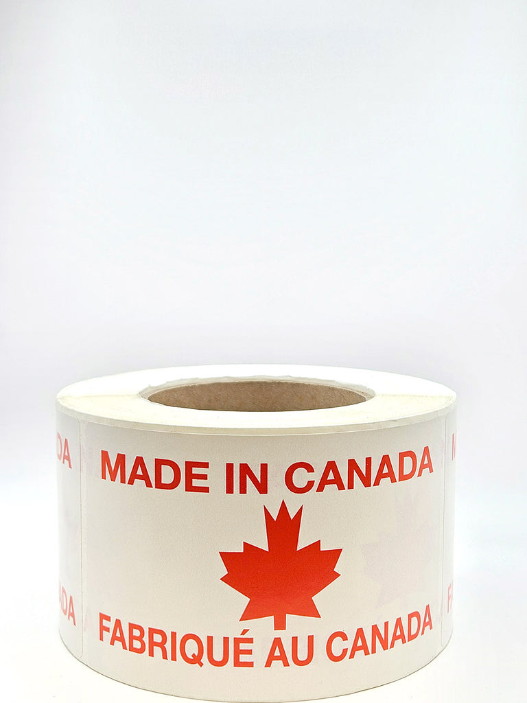 made in canada label roll flat view