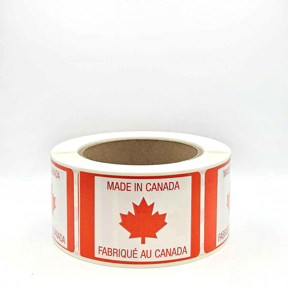 MADE IN CANADA with Maple Leaf Bilingual labels flat view 