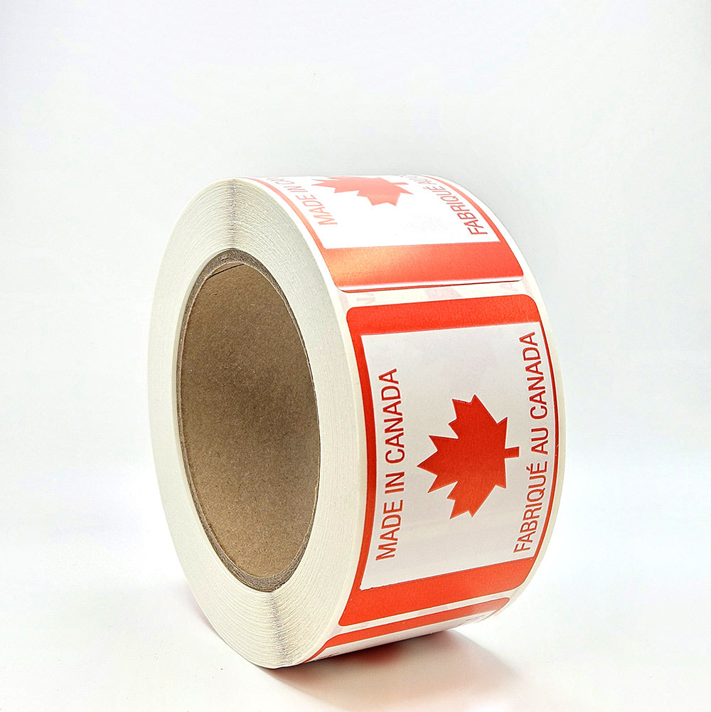 MADE IN CANADA with Maple Leaf Bilingual labels side view