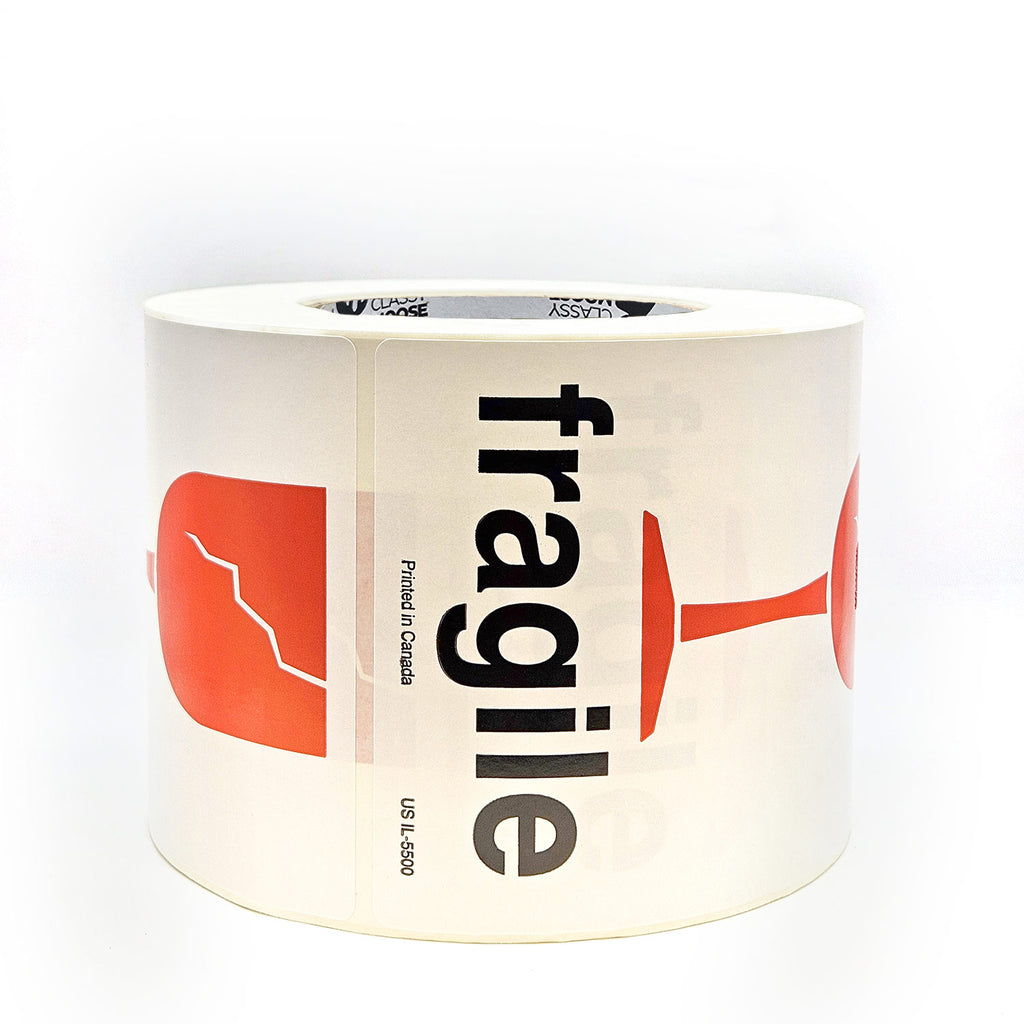 FRAGILE with Broken Glass Labels 4" x 6" | Classy Moose™ flat view