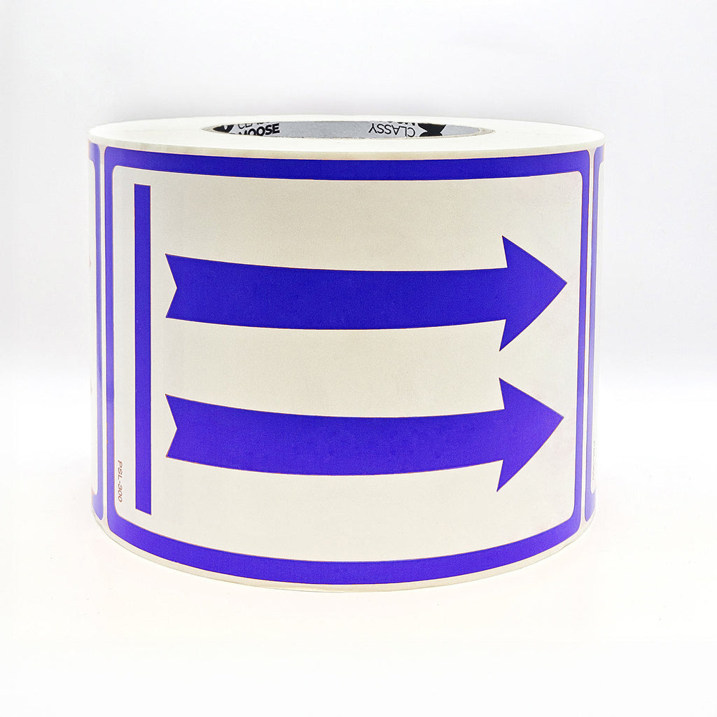 Roll of paper with blue arrows on a white background