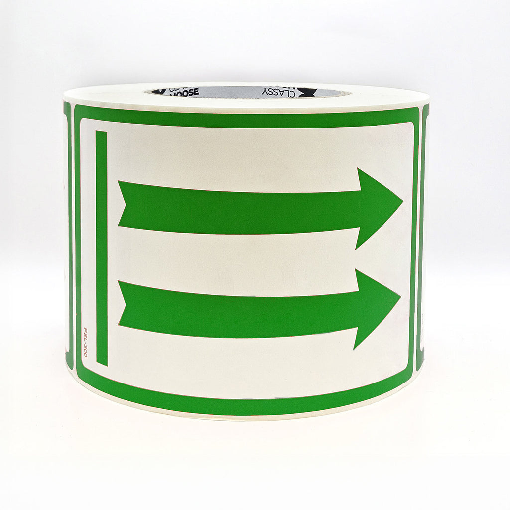 Roll of paper with green arrows on a white background