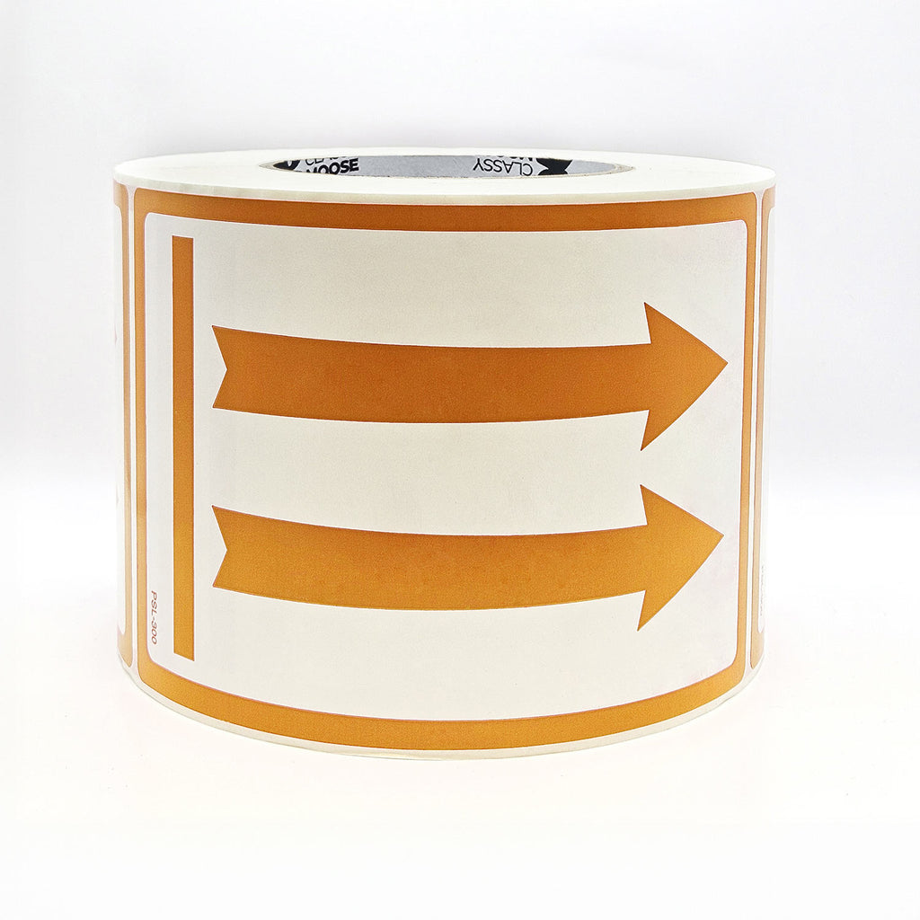 Roll of paper with orange arrows on a white background