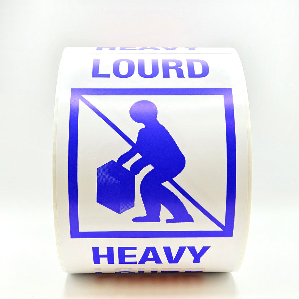 HEAVY with Lifting Box Pictogram Labels in blue