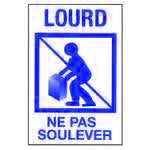 Safety sign warning against lifting heavy objects in blue