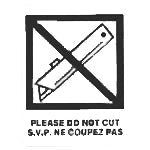 No cutting symbol with text in a square border