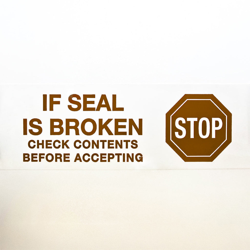 STOP IF SEAL IS BROKEN PVC Tape | Classy Moose™ image in brown