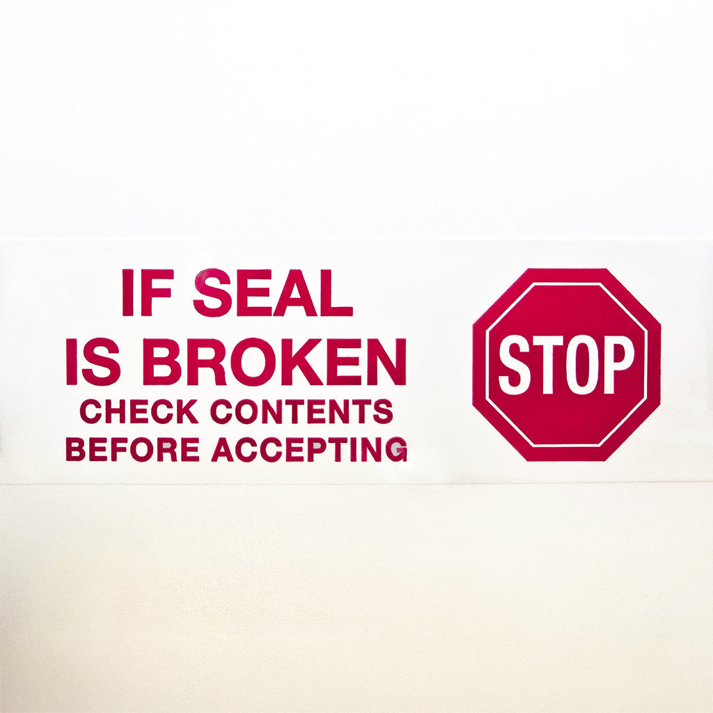 STOP IF SEAL IS BROKEN PVC Tape | Classy Moose™ image in burgundy