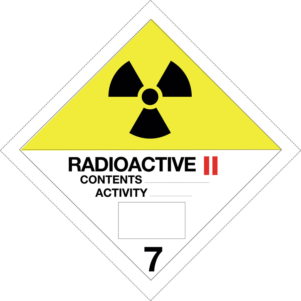 Dangerous Goods 7.2 Radioactive Materials II Labels