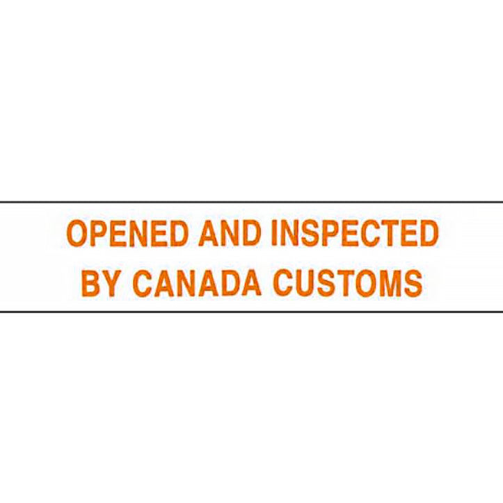Text 'OPENED AND INSPECTED BY CANADA CUSTOMS' in orange on a white background