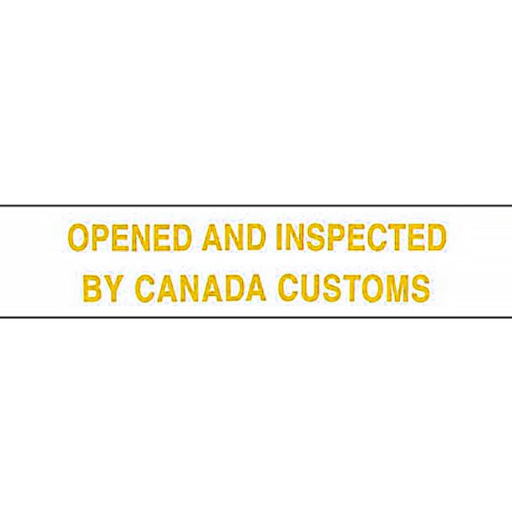 Yellow text 'OPENED AND INSPECTED BY CANADA CUSTOMS' on a white background