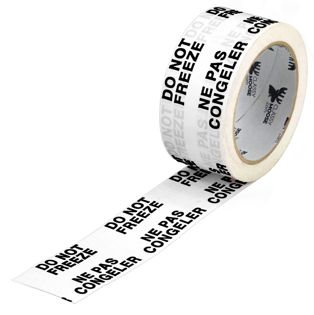 Roll of tape with 'Do Not Freeze' text on a white background
