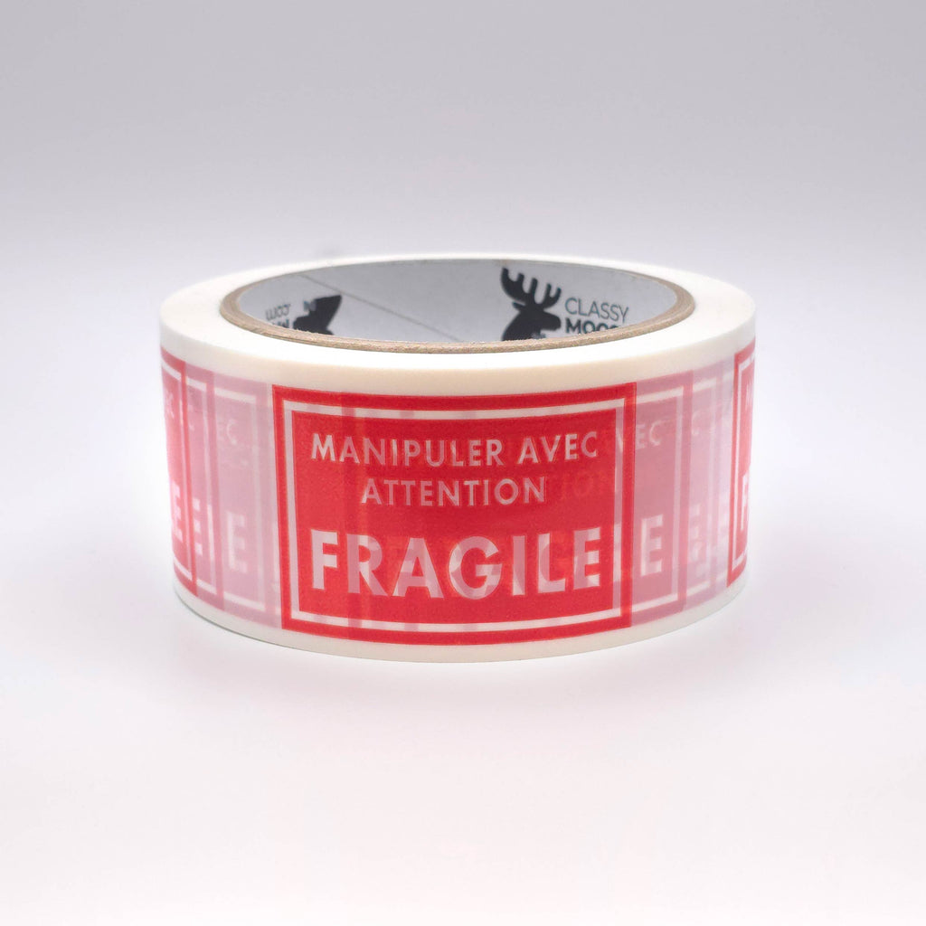 FRAGILE - MANIPULER AVEC ATTENTION PVC or poly Tape French | Classy Moose™ flat view