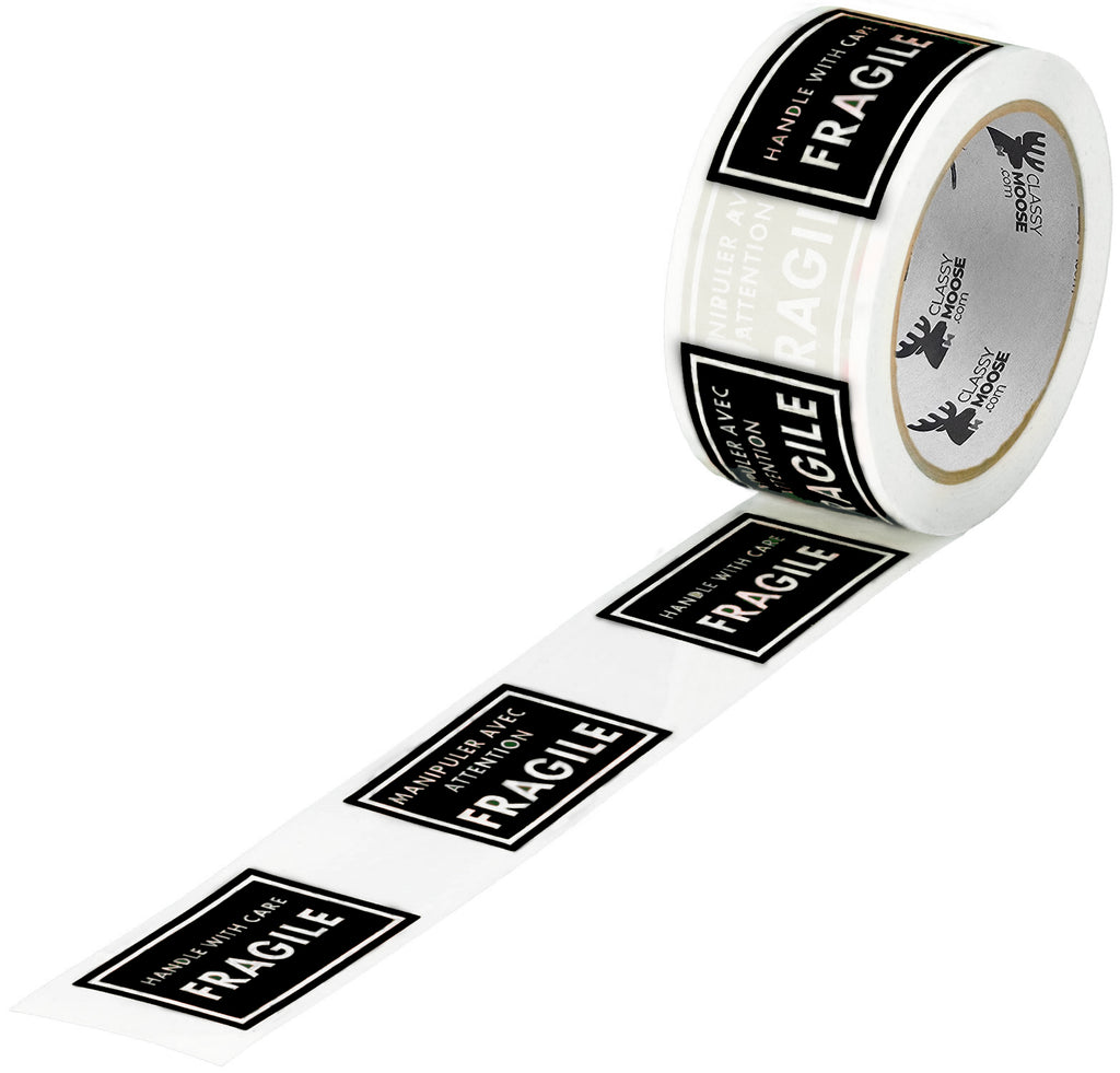 Roll of fragile labels with a white background