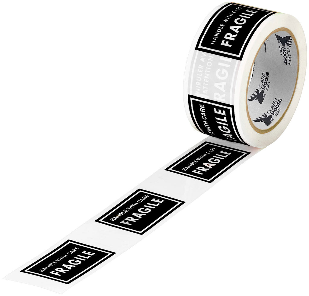 Roll of fragile labels with a white background