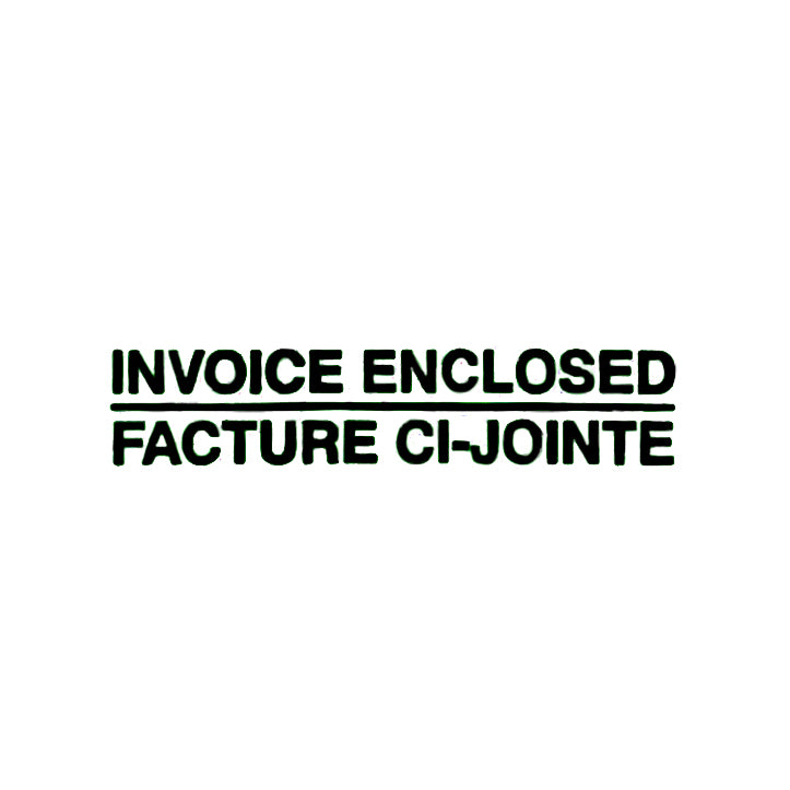 Text 'INVOICE ENCLOSED FACTURE CI-JOinte' on a white background
