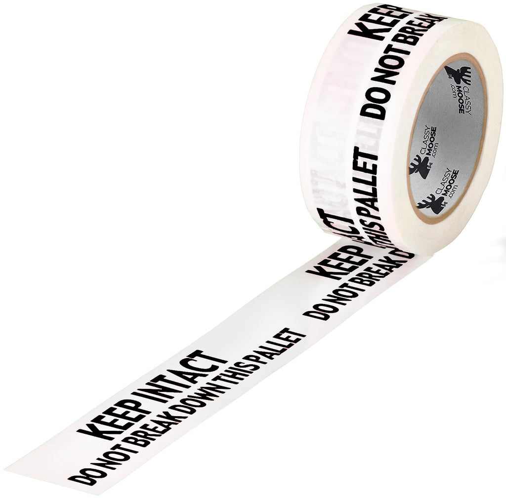 Roll of warning tape with text on a white background