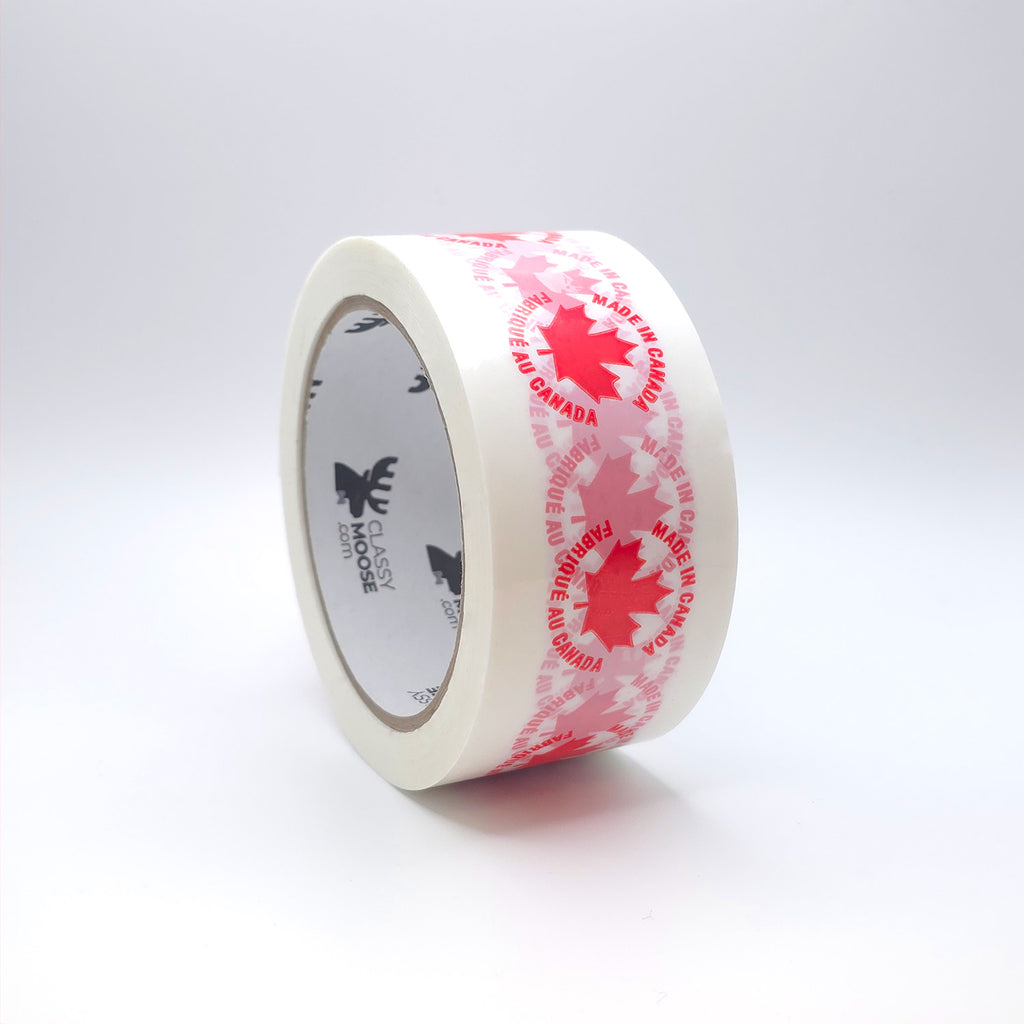 Red MADE IN CANADA Bilingual Poly Tape | Classy Moose™ side view