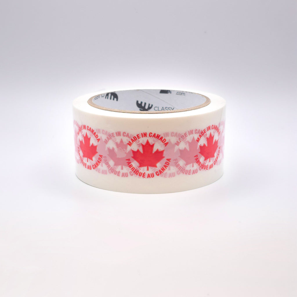 Red MADE IN CANADA Bilingual Poly Tape | Classy Moose™ flat view