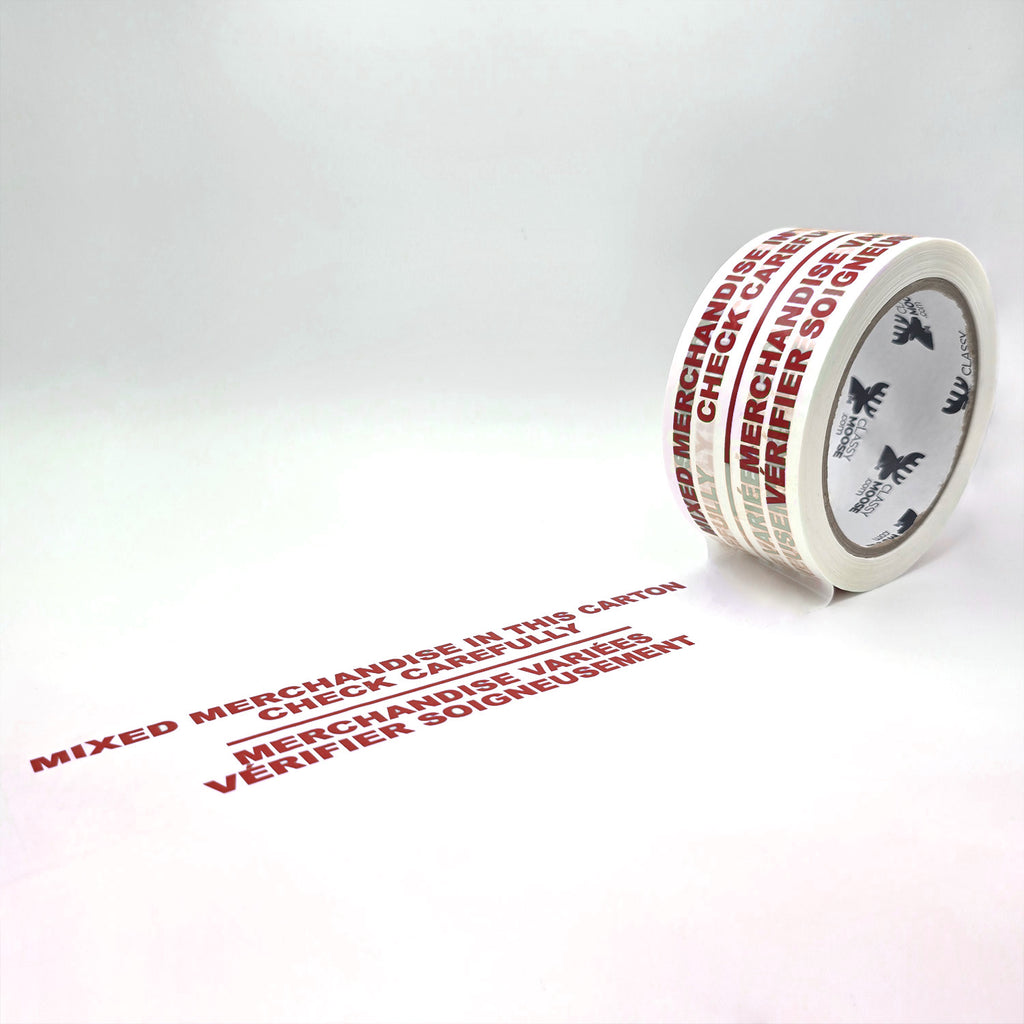 Two rolls of tape with text on a white background