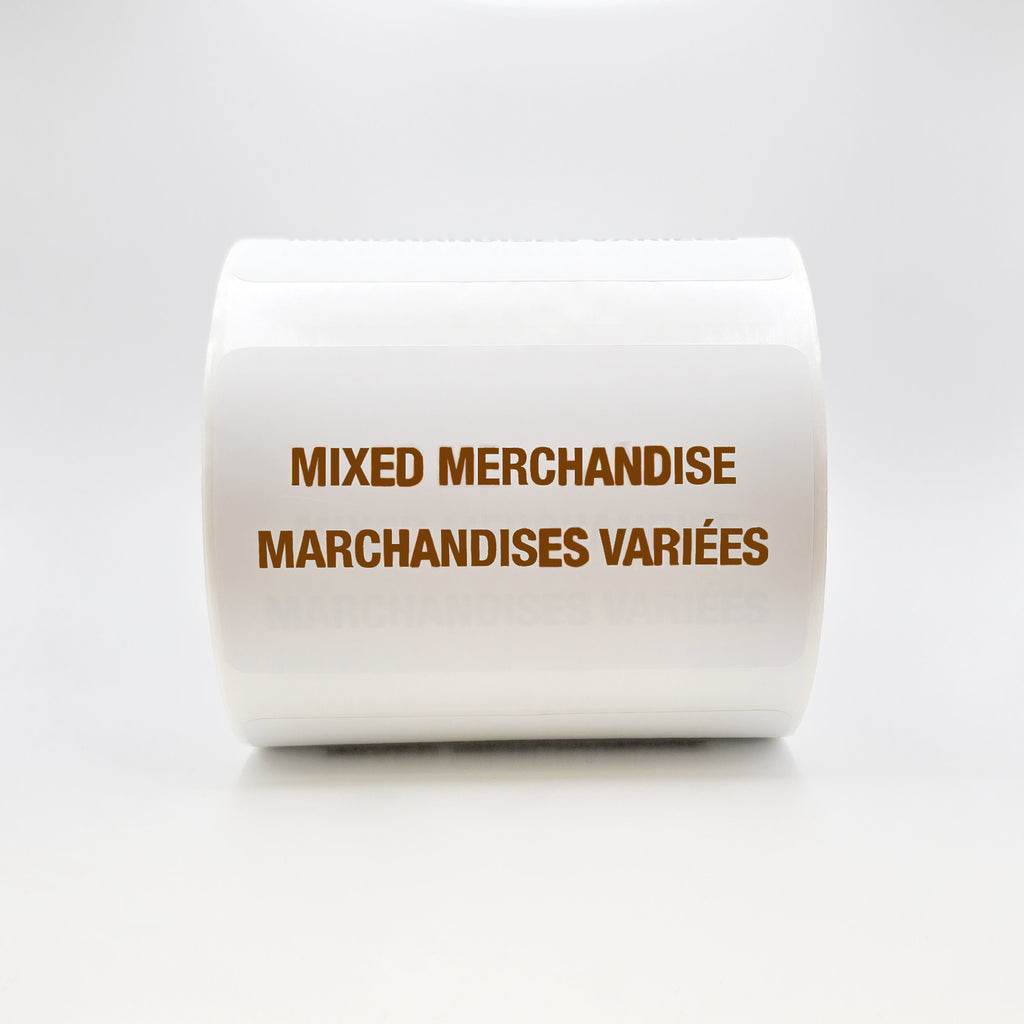 Roll of paper with 'MIXED MERCHANDISE' text on a white background