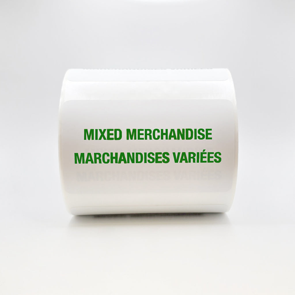 Roll of paper with 'MIXED MERCHANDISE' text on a white background