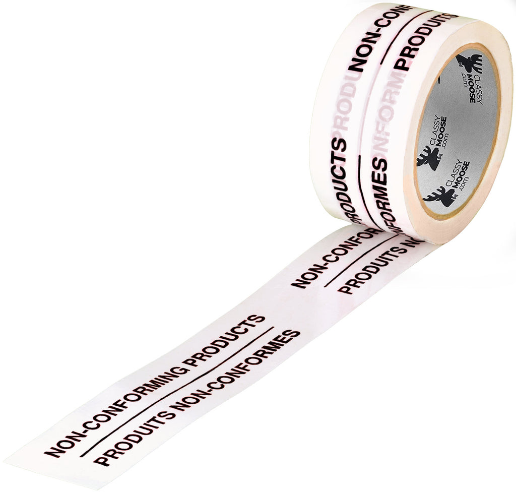 Roll of tape with 'Non-Conforming Products' text on a white background