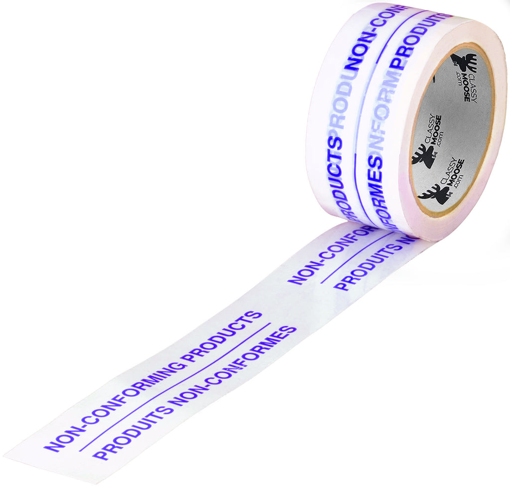 Roll of tape with blue text 'Non-Conforming Products' on a white background