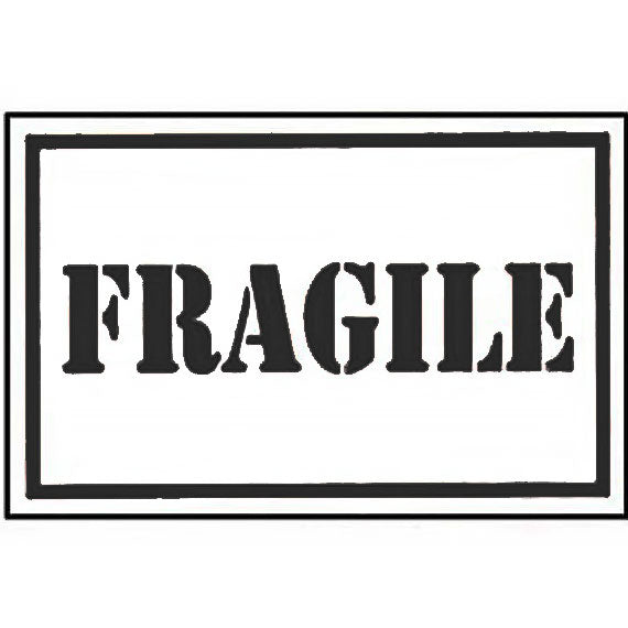 Roll of tape with 'Fragile' labels on a white background in black