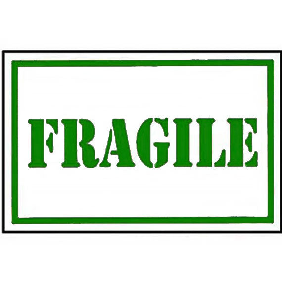 Roll of tape with 'Fragile' labels on a white background in green