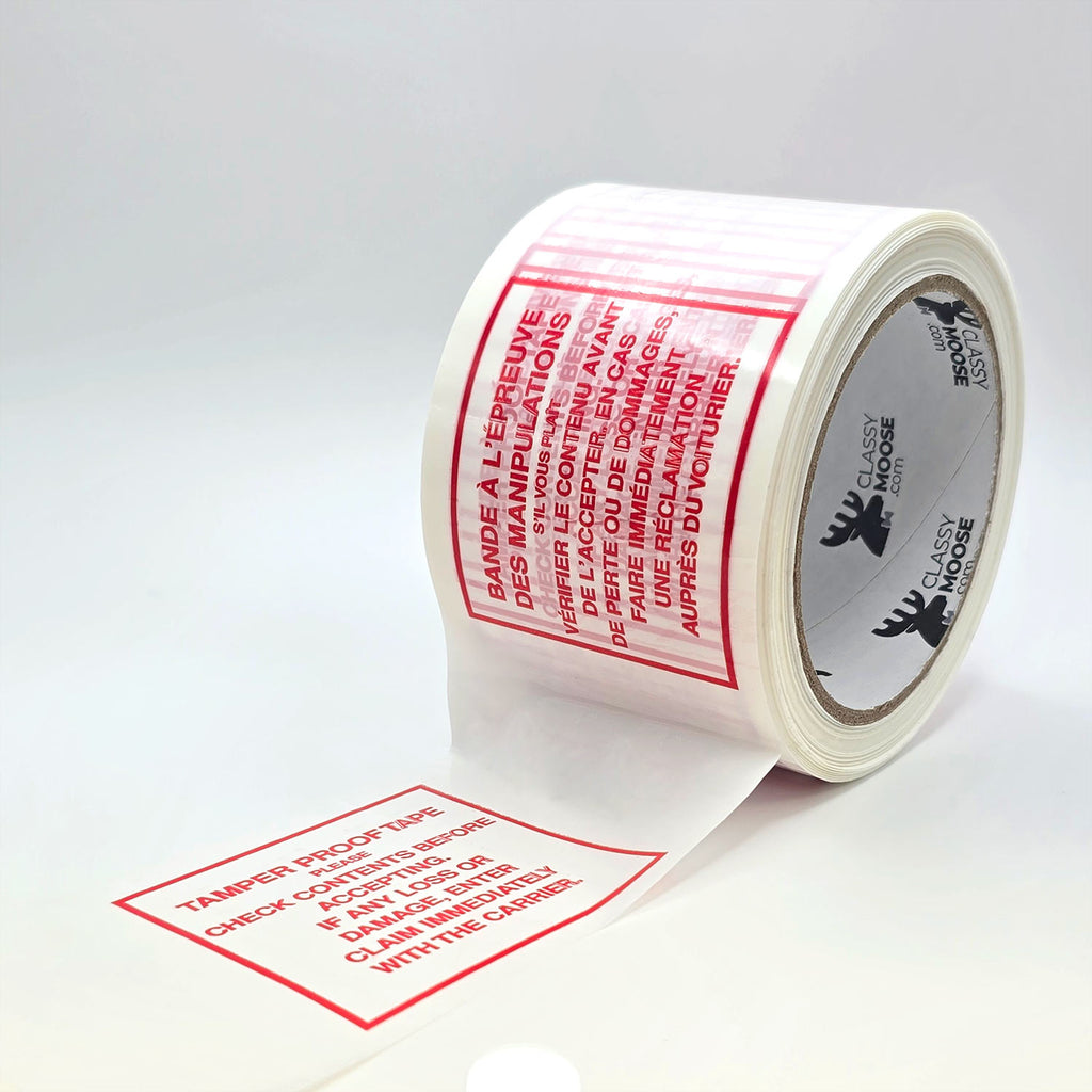 TAMPER PROOF Bilingual PVC Tape | Classy Moose™ 72x66 side view