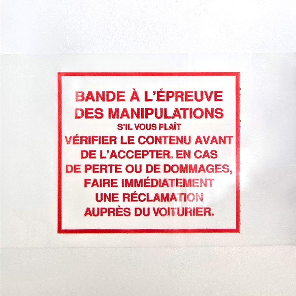 TAMPER PROOF Bilingual PVC Tape | Classy Moose™ message in french